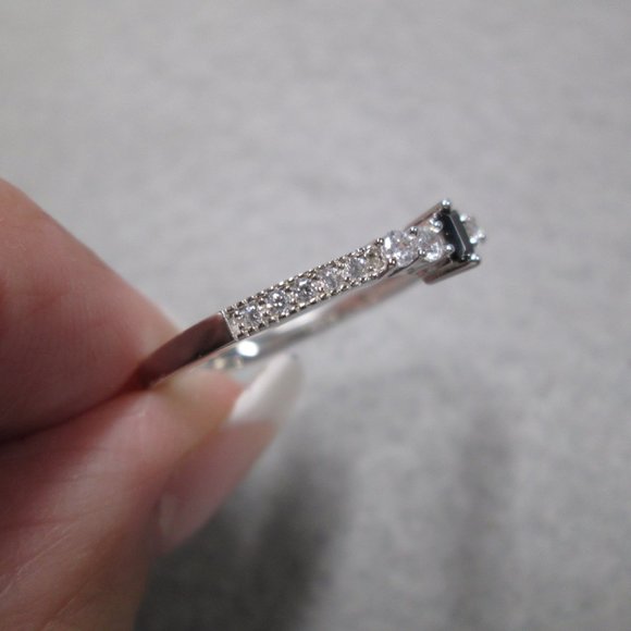 Dainty BLACK DIAMOND 925 Sterling Silver Ring>Birthstone, Minimalist, Promise - Picture 4 of 5